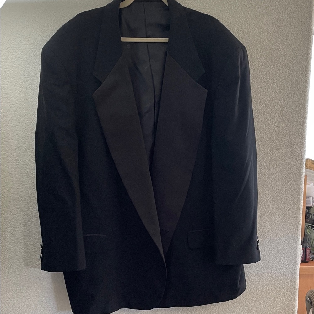 Pierre Balmain Elegant Black Tuxedo Jacket 100% wool formal 53R